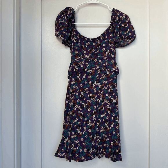 NWT Band Of The Free Womens Purple Ivory Floral Coraline Mini Dress Size XS - Picture 4 of 11